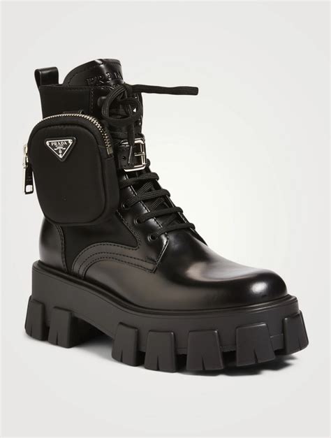 black prada combat boots|women prada boots with pouch.